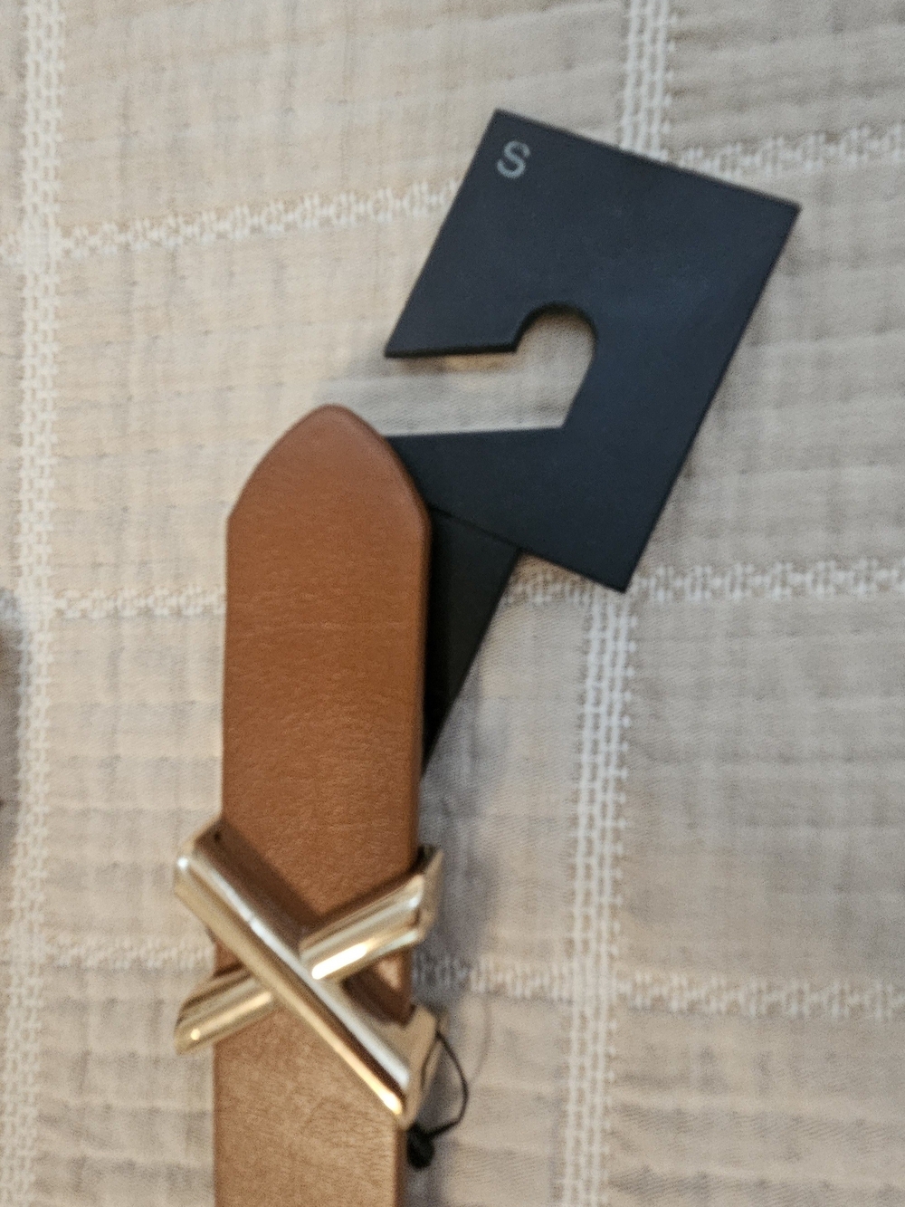 Express Tan Women’s Belt with Gold X Buckle
